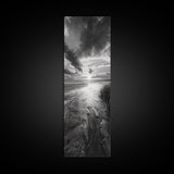 Sunset Shore, River Stream, Dramatic Sky, Framed Canvas Print, Nature Wall Art, Fall Landscape Decor, Tranquil Home Accent, Rustic Room Decor