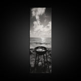 Smoky Grill, Seaside BBQ, Coastal Cooking, Framed Canvas Print, Rustic Outdoor Kitchen Art, Summer Vibes Wall Decor, Moody Beach Scene