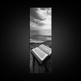 Seaside Book, Ocean Reading, Stormy Sky, Canvas Print, Cozy Beach House Art, Library Decor, Literary Wall Art, Moody Coastal Style