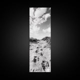 Sandy Trail, Dune Path, Footprints Grass, Canvas Print, Fall Coastal Decor, Boho Entryway Art, Black and White Beach Landscape