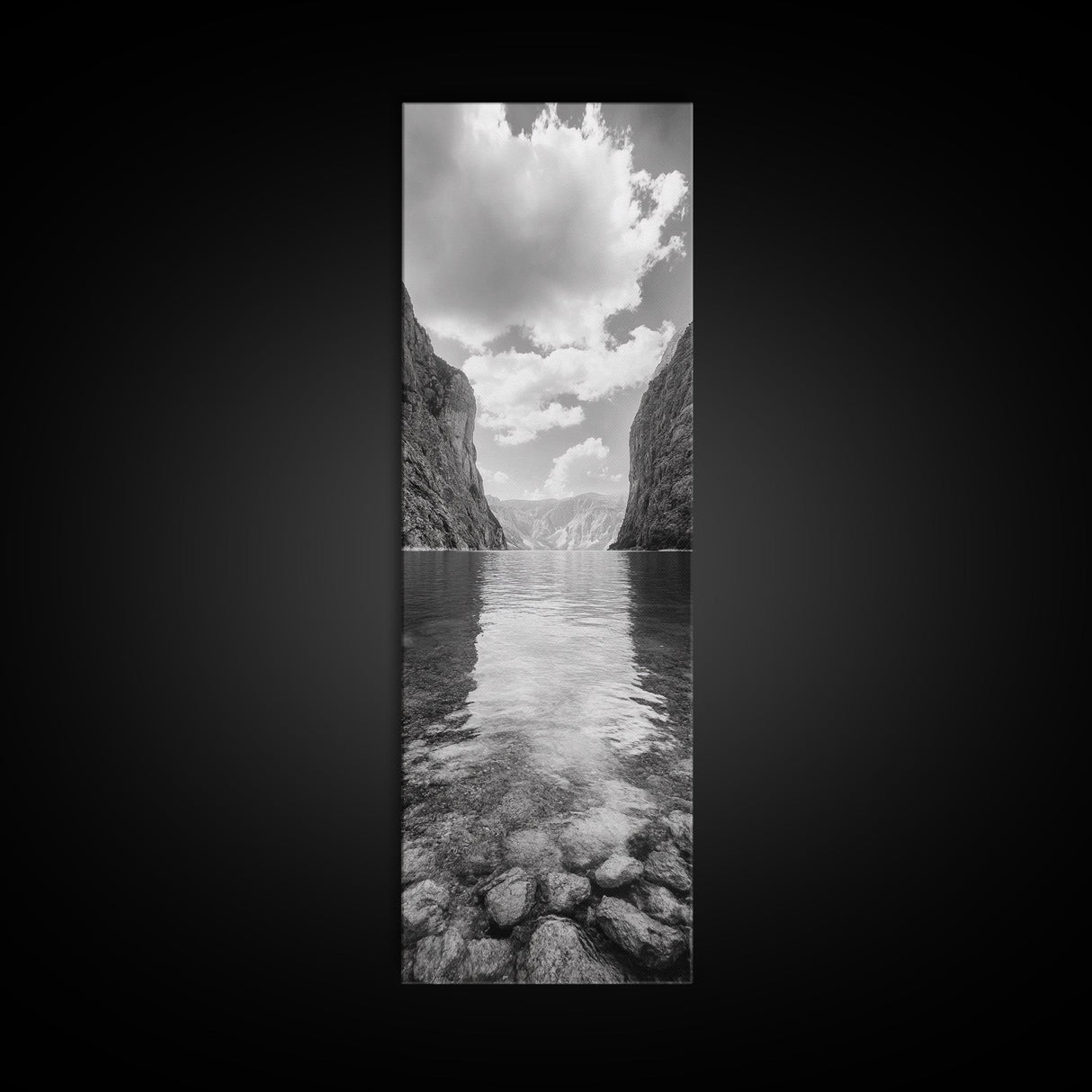 Canyon Lake, Majestic Water, Mountain Reflections, Nature Serenity, Minimalist Art, Canvas Print, Living Room Wall Art, Adventure Vibes