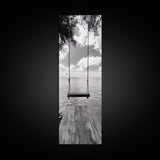 Lakeside Swing Stillness, Serene Water View Print, Peaceful Dock Photography, Canvas Print, Tranquil Bedroom or Office Wall Art