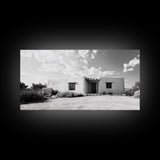 Desert Adobe House, Rustic Minimalist, Earth Tone Home Decor, Framed Canvas Print, Southwestern Art, Entryway or Living Room Art