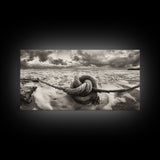 Ocean Knot, Stormy Sea, Nautical Rope, Seaside Wall Decor, Canvas Print, Rustic Coastal Wall Art, Bathroom Nautical Theme
