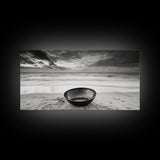 Solitary Bowl Beach, Ocean Waves Texture, Surreal Still Life Photo, Canvas Print, Entryway Wall Art, Minimalist Coastal Style