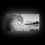Ocean Wave Art, Coastal Decor, Heart Wave Wall Art, Black and White Photography, Canvas Print, Beach Bathroom, Surf Vibes, Minimalist Surf Home