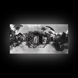 Tropical Beach Shack, Rustic Coastal Decor, Island Vibes, Palm Tree Jungle, Framed Canvas Print, Boho Living Room Wall Art