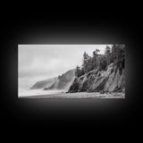 Pacific Coast Cliffs, Moody Nature Photography, Ocean View Landscape, Framed Canvas Print, Coastal Bedroom or Office Wall Art