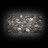 River Stones, Zen Rock Pattern, Natural Earth Tones, Minimal Decor, Framed Canvas Print, Modern Bathroom Spa Wall Art, Living Room Wall Art