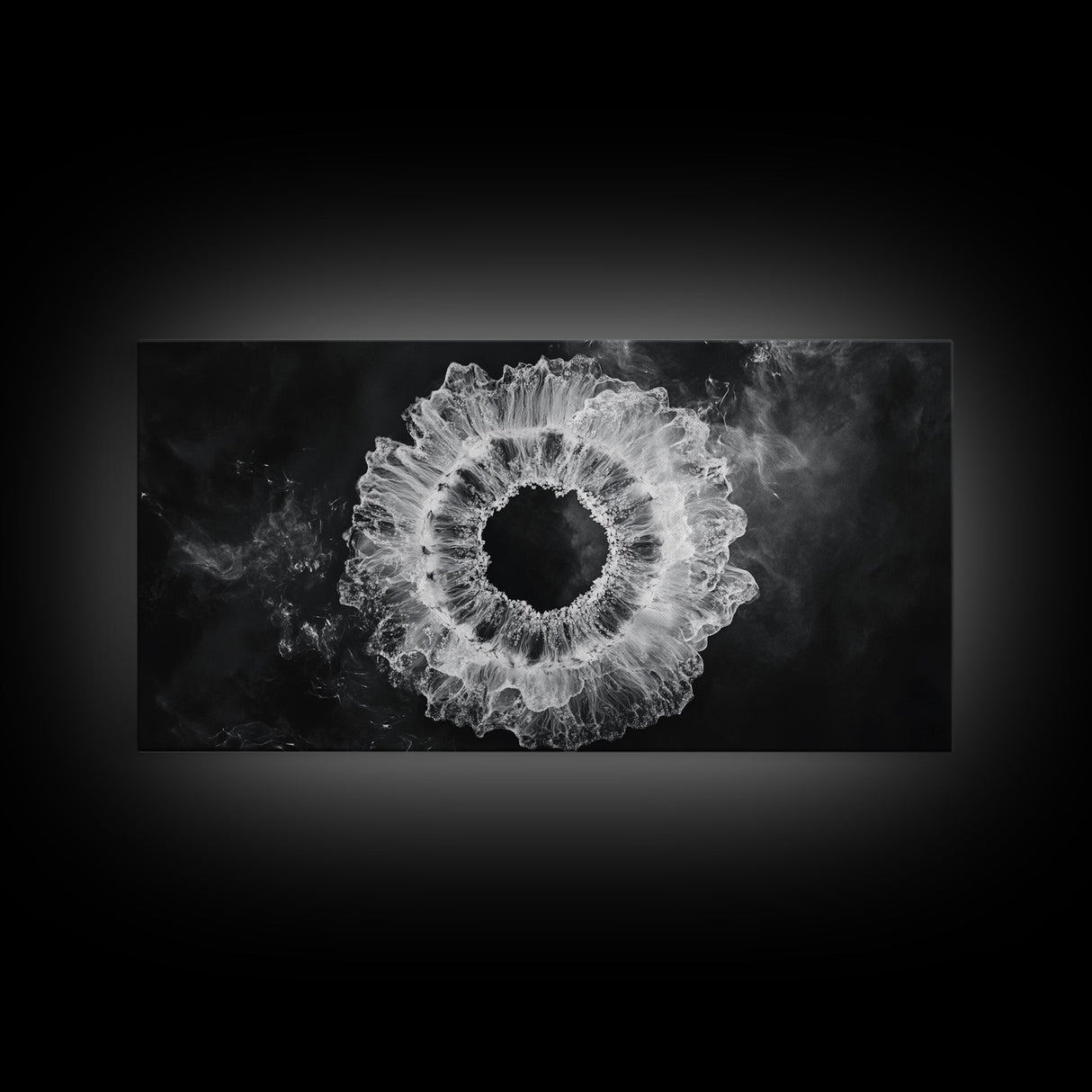 Abstract Smoke Art, Modern Monochrome, Ink Explosion, Minimalist Wall Decor, Framed Canvas Print, Living Room Wall Art, Moody Aesthetic