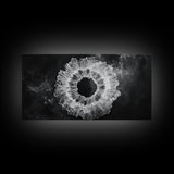 Abstract Smoke Art, Modern Monochrome, Ink Explosion, Minimalist Wall Decor, Framed Canvas Print, Living Room Wall Art, Moody Aesthetic
