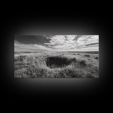 Prairie Crater Scene, Nature Landscape, Rustic Country Vibe, Farmhouse Wall Decor, Canvas Print, Entryway Accent, Autumn Earth Tones