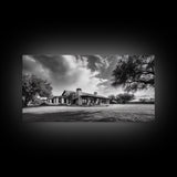 Southwestern Ranch Home, Texas House Scene, Peaceful Rural Living, Framed Canvas Print, Rustic Landscape Art, Living Room Decor