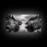 Ocean Passage, Cliff Channel, Rugged Coast, Forest Horizon, Canvas Print, dramatic nature art, large wall piece, hallway landscape art