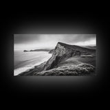 Cliffside Shoreline, Coastal Landscape Art, Ocean Horizon Scene, Canvas Print, Living Room Wall Art, Modern Seaside Minimalist Decor