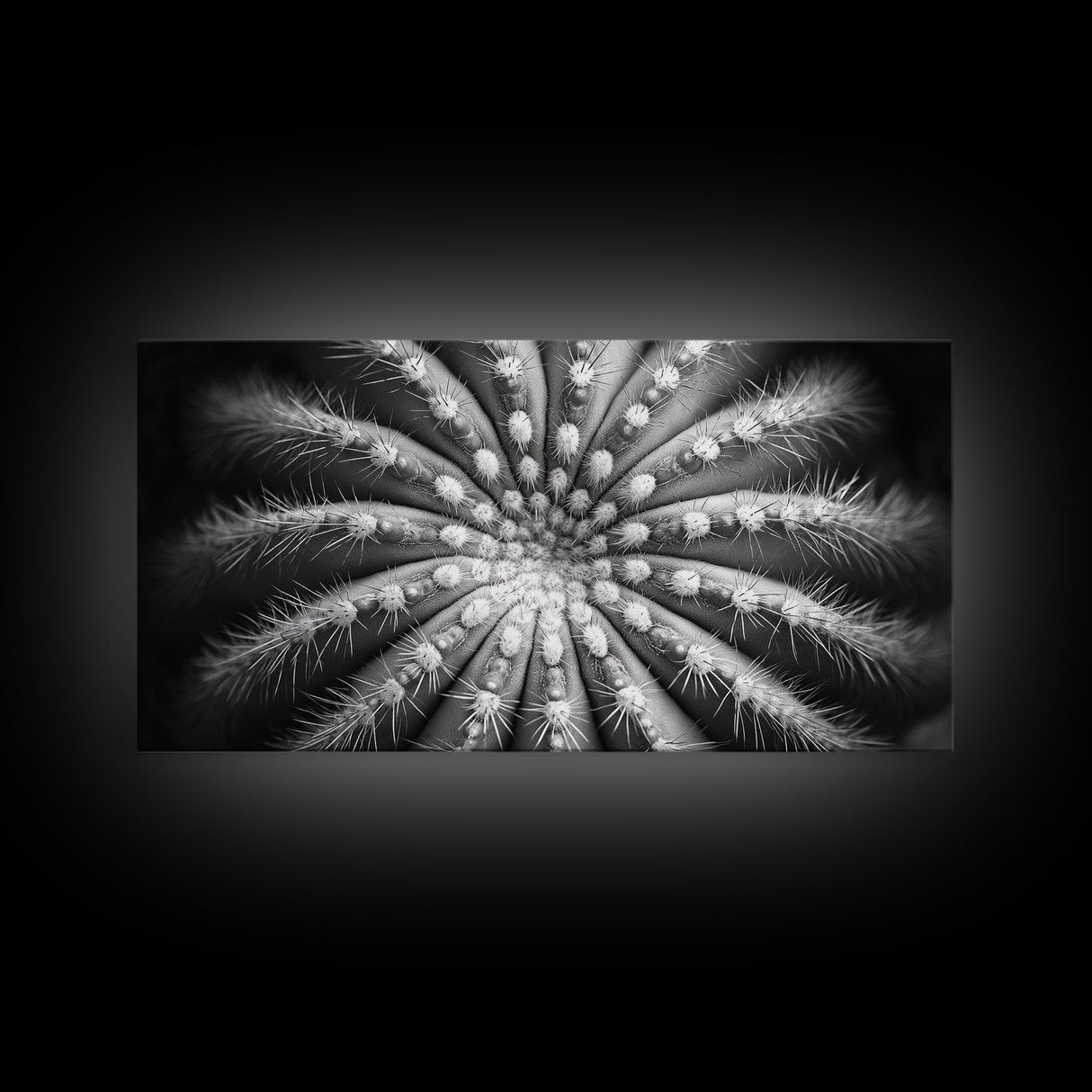 Cactus Spiral, Desert Bloom, Nature Closeup, Modern Decor, Framed Canvas Print, Minimalist Botanical Art, Office Wall Art, Succulent Texture