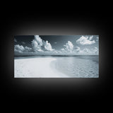 Tropical Sandbar Shore, Minimal Seascape, Calm Ocean Print, Azure Coastal View, Canvas Print, Bathroom Wall Art, Boho Decor