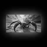 Giant Crab Close-Up, Beach Creature Art, Ocean Monster Print, Fantasy Wildlife Scene, Framed Canvas Print, Game Room Wall Art