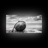 Weathered Buoy, Nautical Rope, Coastal Still Life, Beach Found Object, Framed Canvas Print, Beach House Art, Bathroom Wall Decor