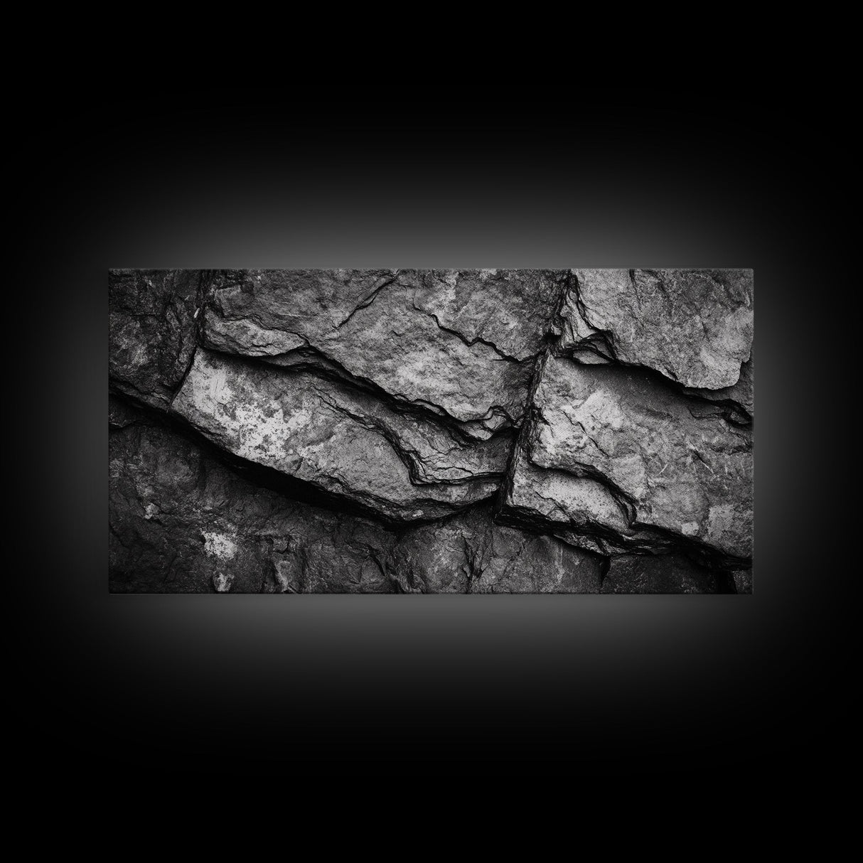 Stone Texture Closeup, Abstract Rock Pattern, Black and White Minimalist, Canvas Print, Modern Wall Art, Office Decor, Earthy Tones