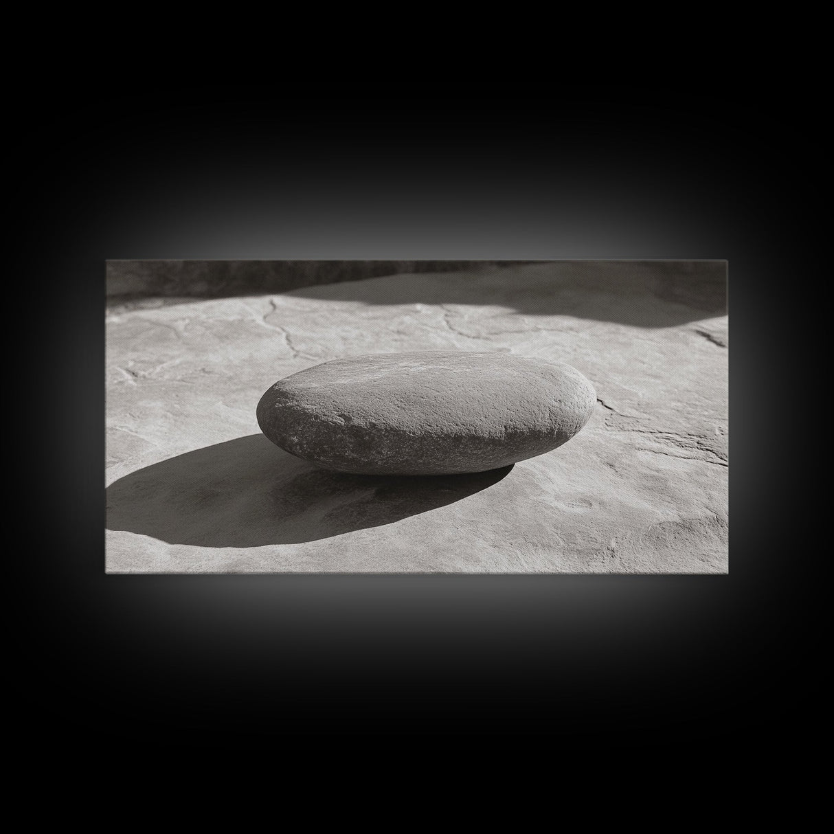 Zen Stone Focus, Natural Simplicity, Black and White Minimalist, Canvas Print, Spa Wall Art, Serene Bathroom Decor, Peaceful Aesthetic