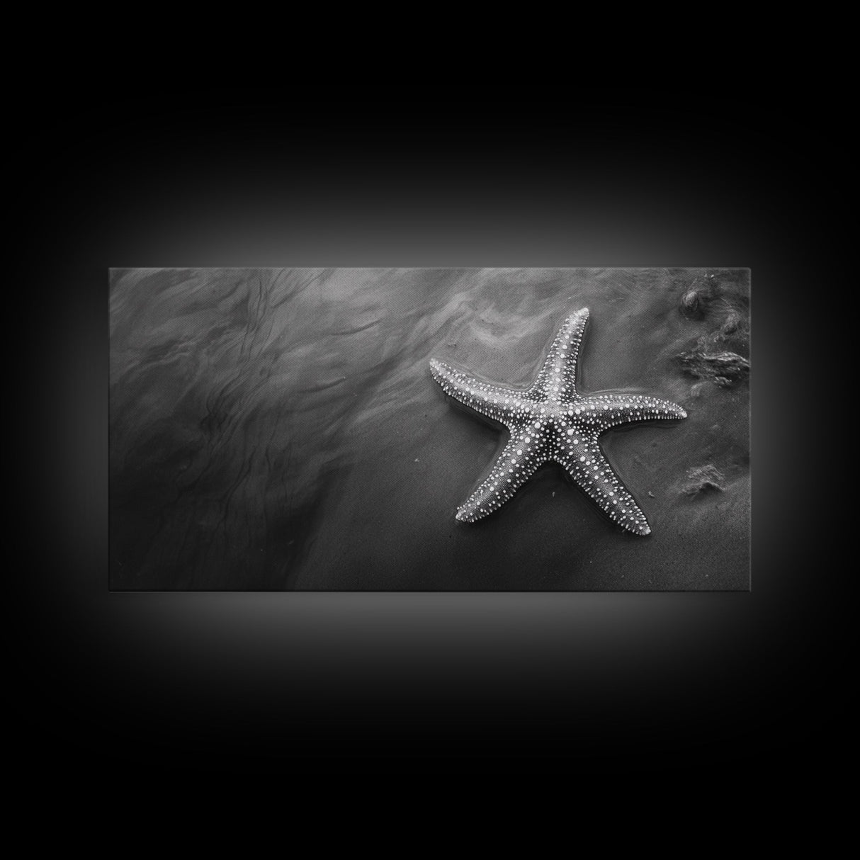 Ocean Starfish, Seashore Calm, Coastal Nature Print, Beach Zen Decor, Framed Canvas Print, Minimalist Bathroom Art, Ocean Wall Piece