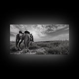 Grazing Horses, Cowboy Duo, Open Field, Equestrian Love Scene, Canvas Print, Western Wall Art, Rustic Ranch Living Room Decor