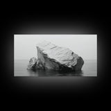 Iceberg Art, Arctic Calm, Winter Minimalism, Ocean Glacier Scene, Framed Canvas Print, Modern Wall Art, Minimalist Bedroom Decor