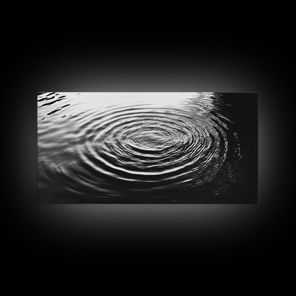 Water Ripples Zen, Abstract Motion, Monochrome Fluid Art, Canvas Print, Modern Minimalist Wall Art, Bathroom or Spa Room Decor