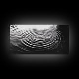 Water Ripples Zen, Abstract Motion, Monochrome Fluid Art, Canvas Print, Modern Minimalist Wall Art, Bathroom or Spa Room Decor