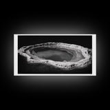 Natural Mineral Pool, Geothermal Abstract, Monochrome Texture, Framed Canvas Print, Minimalist Wall Art, Bathroom or Spa Decor
