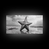 Weathered Star Sculpture, Coastal Symbol, Beach Art, Framed Canvas Print, Americana Wall Art, Entryway Decor, Rustic Beach House