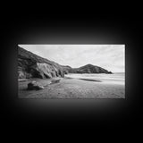 Coastal Cliffs, Ocean Shore, Scenic Beach, Framed Canvas Print, Nature Photography, Bathroom Wall Art, Neutral Tones, Coastal Home Decor