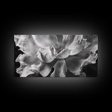 Floral Closeup, Petal Texture, Macro Bloom, Canvas Print, Botanical Bedroom Wall Art, Black And White Flower, Modern Nature Photography