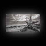 Beach Star, Weathered Wood, Coastal Symbol, Canvas Print, Rustic Seaside Wall Art, Fall Decor, Entryway Or Nautical Living Room Style