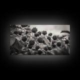 Blackberries on Vine, Farmhouse Kitchen Art, Rustic Fruit Wall Decor, Country Style, Autumn Botanical Photography, Canvas Print