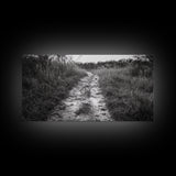 Dirt Path Trail, Minimal Nature Photography, Countryside Landscape, Rustic Fall Vibe Wall Art, Neutral Home Decor, Framed Canvas Print