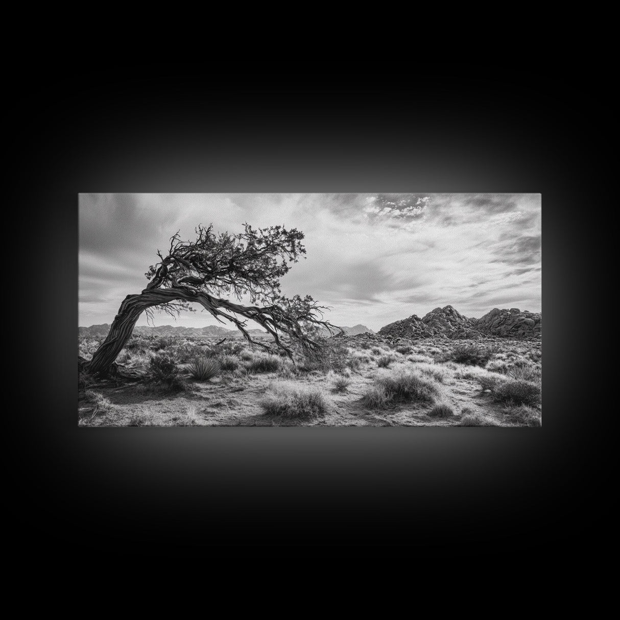 Twisted Tree, Desert Landscape, Surreal Nature, Canvas Print, Rustic Western Decor, Living Room Wall Art, Moody Earth Tones, Fall Aesthetic