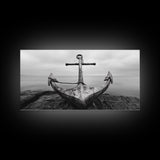 Nautical Anchor Art, Coastal Photography, Rustic Beach Decor, Framed Canvas Print, Bathroom or Lake House Wall Art, Minimal Style