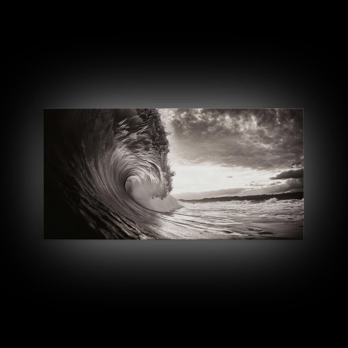 Ocean Wave, Dramatic Curl, Coastal Photography, Seascape Art, Framed Canvas Print, Surf Wall Decor, Nautical Living Room Wall Art