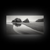 Seaside Rocks, Reflected Sky, Calm Ocean, Landscape Photography, Framed Canvas Print, Zen Wall Art, Modern Minimalist Decor, Modern Home Decor