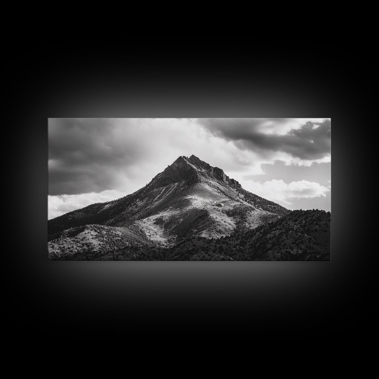 Mountain Peak, Majestic Range, Moody Skies, Canvas Print, Wilderness Wall Art, Cabin Decor, Adventure Style, Nature Inspired Room