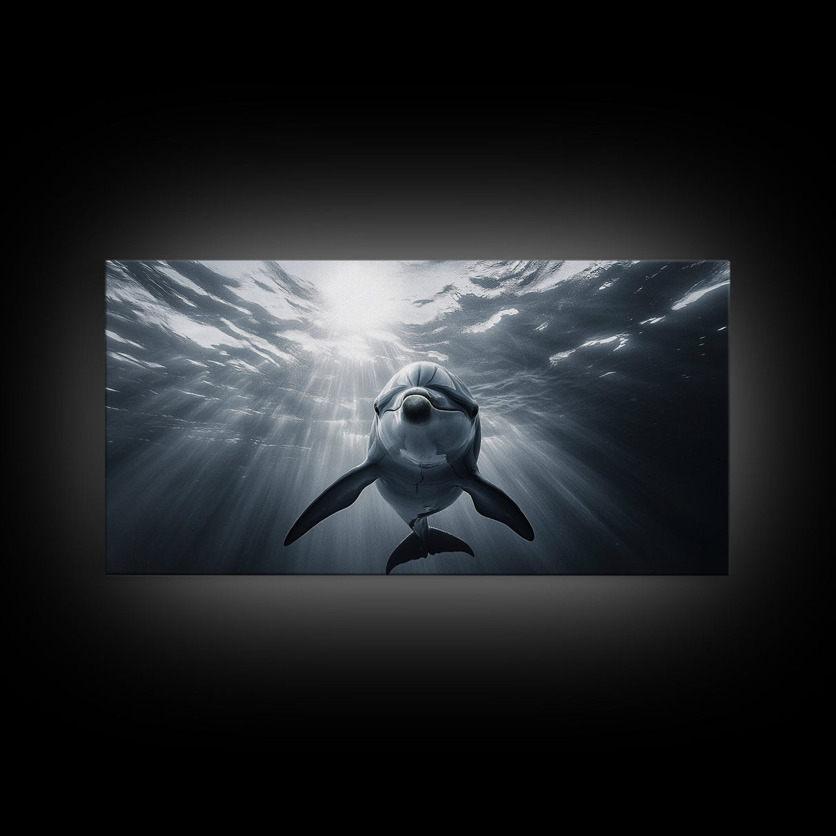 Underwater Dolphin, Ocean Wildlife Art, Marine Animal Decor, Coastal Vibes, Canvas Print, Bathroom Wall Art, Nautical Themed Room