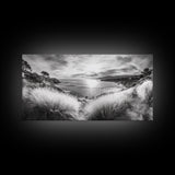 Coastal Bluff Sunset, Seaside Horizon View, Beach Landscape Scene, Serene Decor, Canvas Print, Living Room or Hallway Wall Art