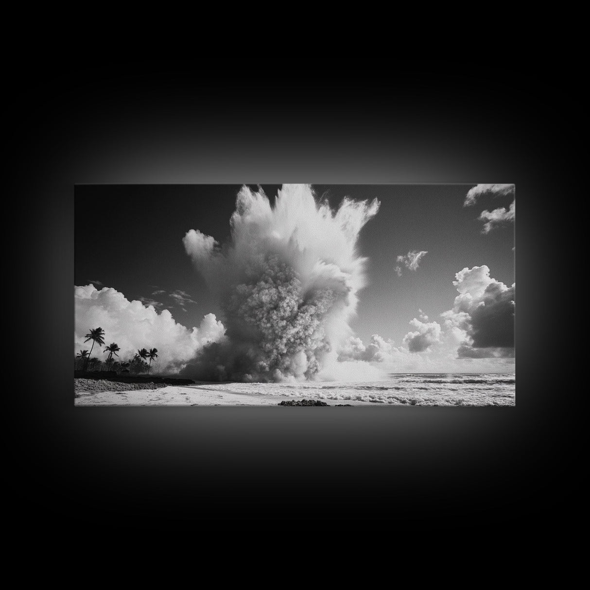 Ocean Wave Explosion, Tropical Beach Scene, Dramatic Nature Photography, Framed Canvas Print, Modern Coastal Wall Art, Bold Statement Decor
