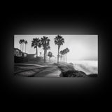 Palm Tree Pathway, Beachfront Neighborhood Vibes, Coastal Street Scene, Framed Canvas Print, Entryway Art, Minimalist Coastal Home Decor
