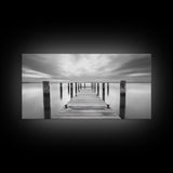 Wooden Dock Scene, Peaceful Lake Sunset, Minimalist Waterfront, Canvas Print, Zen Bedroom Wall Art, Tranquil Meditation Decor