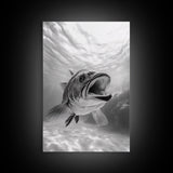 Underwater Fish, Ocean Predator, Aquatic Wildlife, Canvas Print, Bathroom Wall Art, Coastal Nautical Decor, Marine Photography
