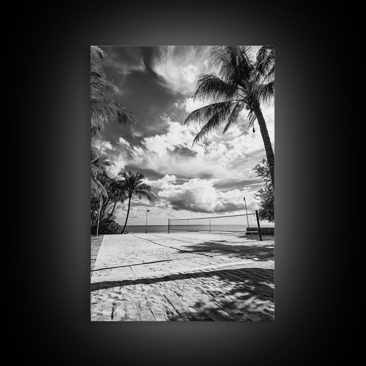 Beach Volleyball, Palm Trees, Island Sport, Canvas Print, Tropical Wall Art, Game Room Decor, Coastal Fitness Photography