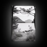 Forest Lake, Mountain View, Peaceful Trail, Framed Canvas Print, Cabin Decor, Fall Landscape, Living Room Art, Tranquil Nature Print